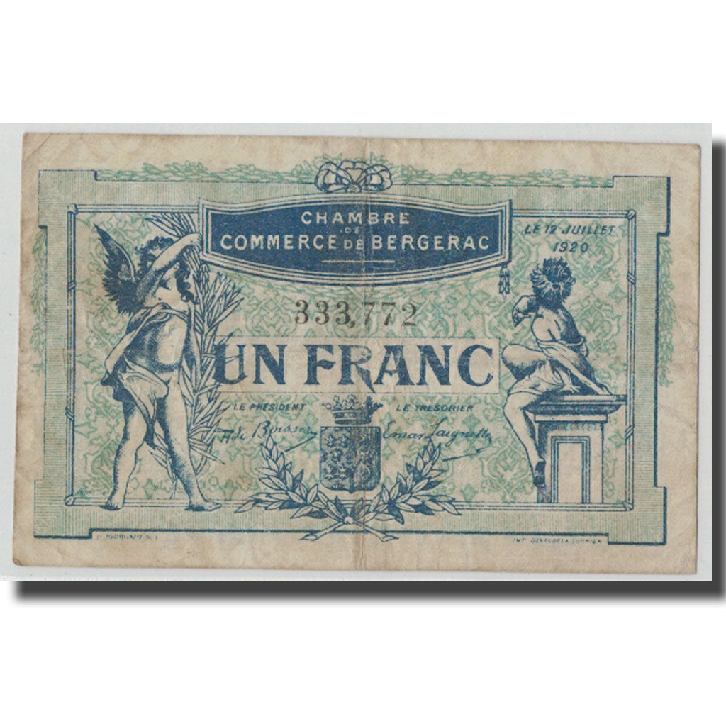 France, Bergerac, 1 Franc, 1920, VF(20-25), Pirot:24-37