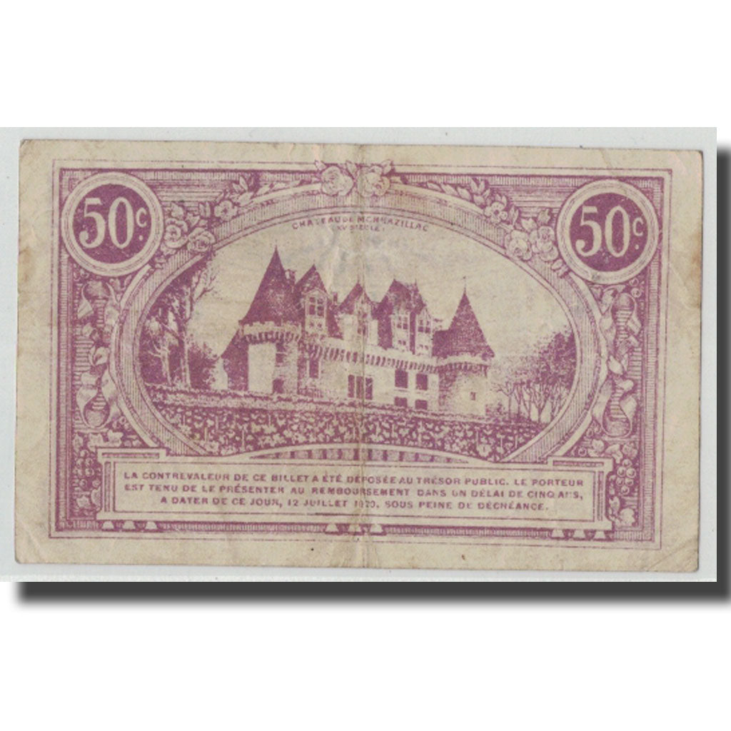 France, Bergerac, 50 Centimes, 1920, VF(20-25), Pirot:24-35