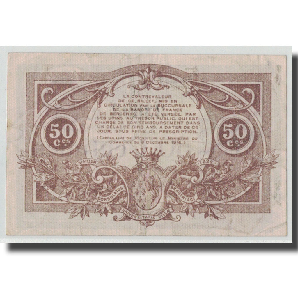 France, Bergerac, 50 Centimes, 1917, AU(50-53), Pirot:24-24
