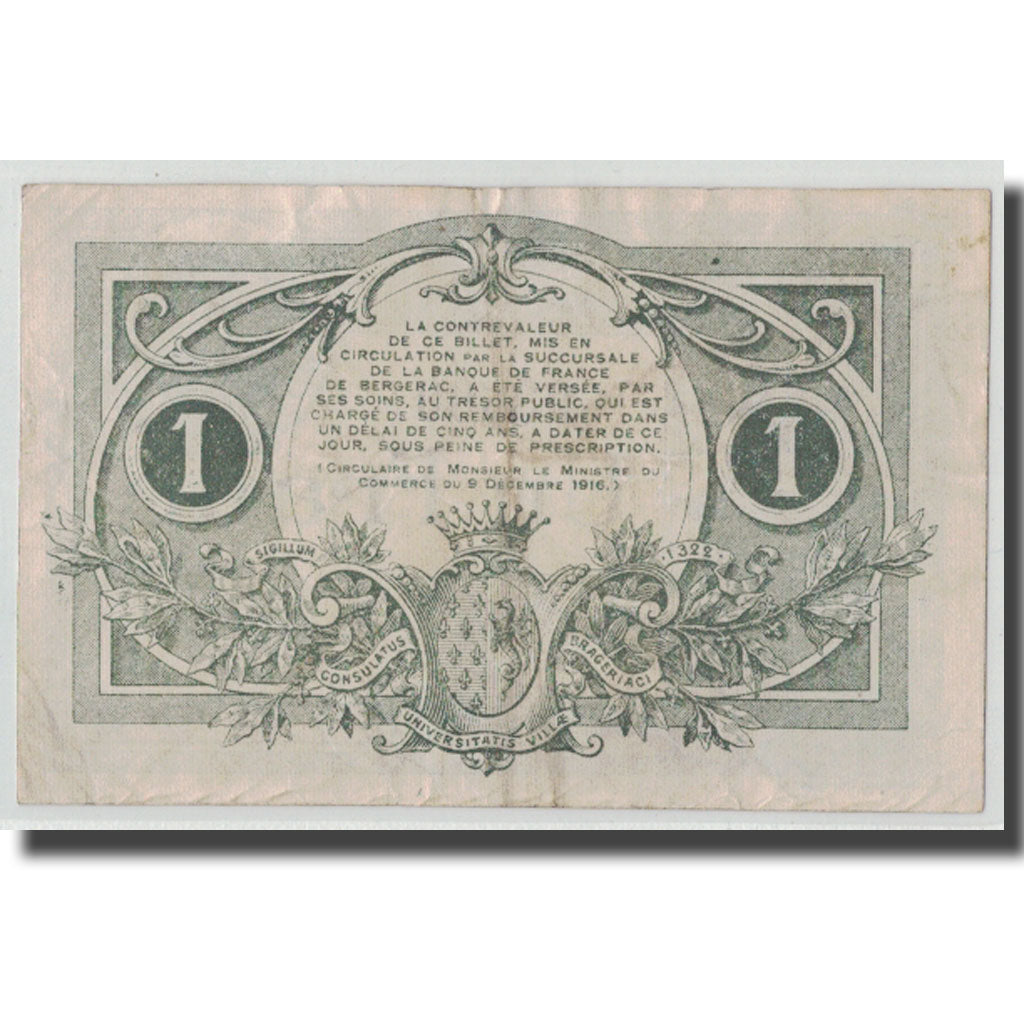France, Bergerac, 1 Franc, 1917, EF(40-45), Pirot:24-27