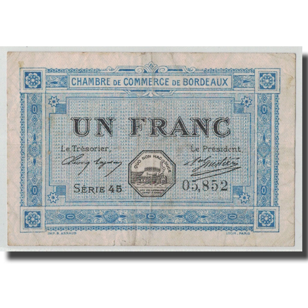 France, Bordeaux, 1 Franc, 1917, VF(30-35), Pirot:30-14