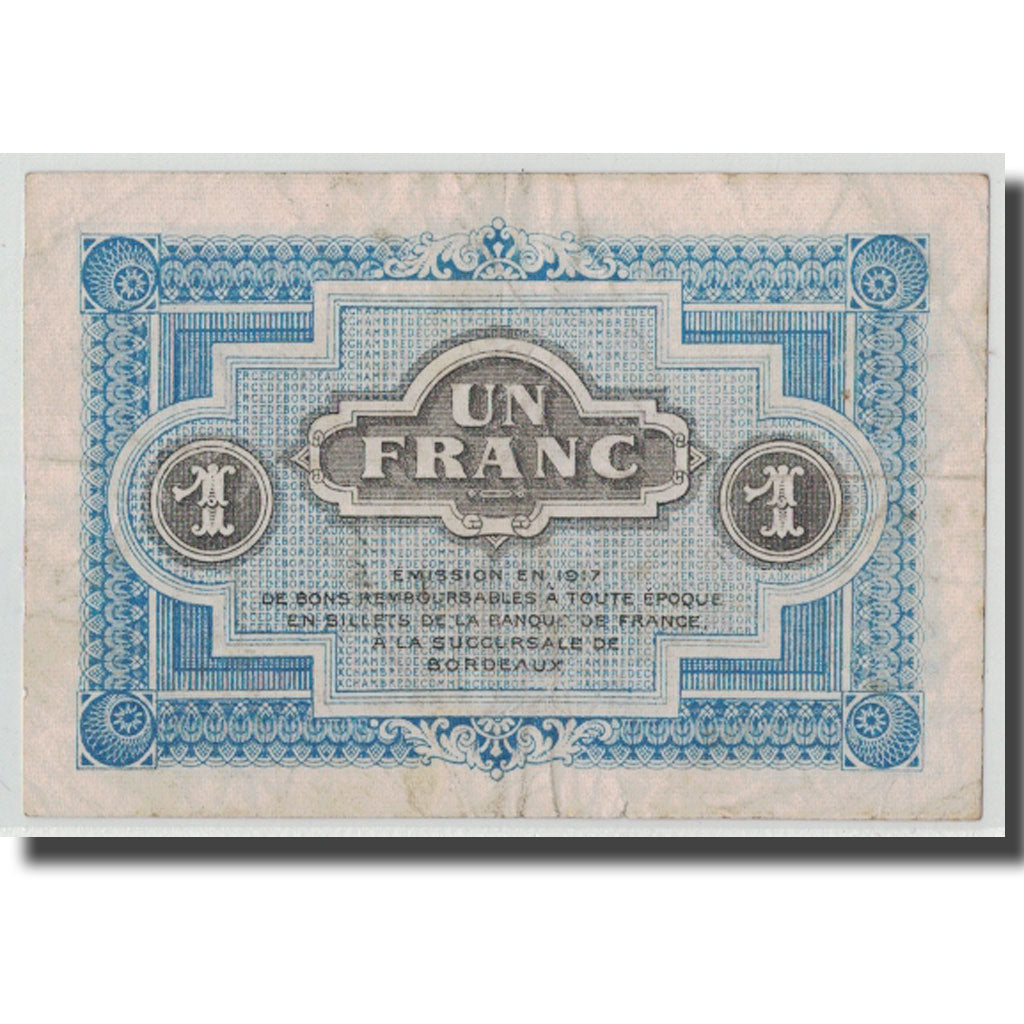 France, Bordeaux, 1 Franc, 1917, VF(30-35), Pirot:30-14