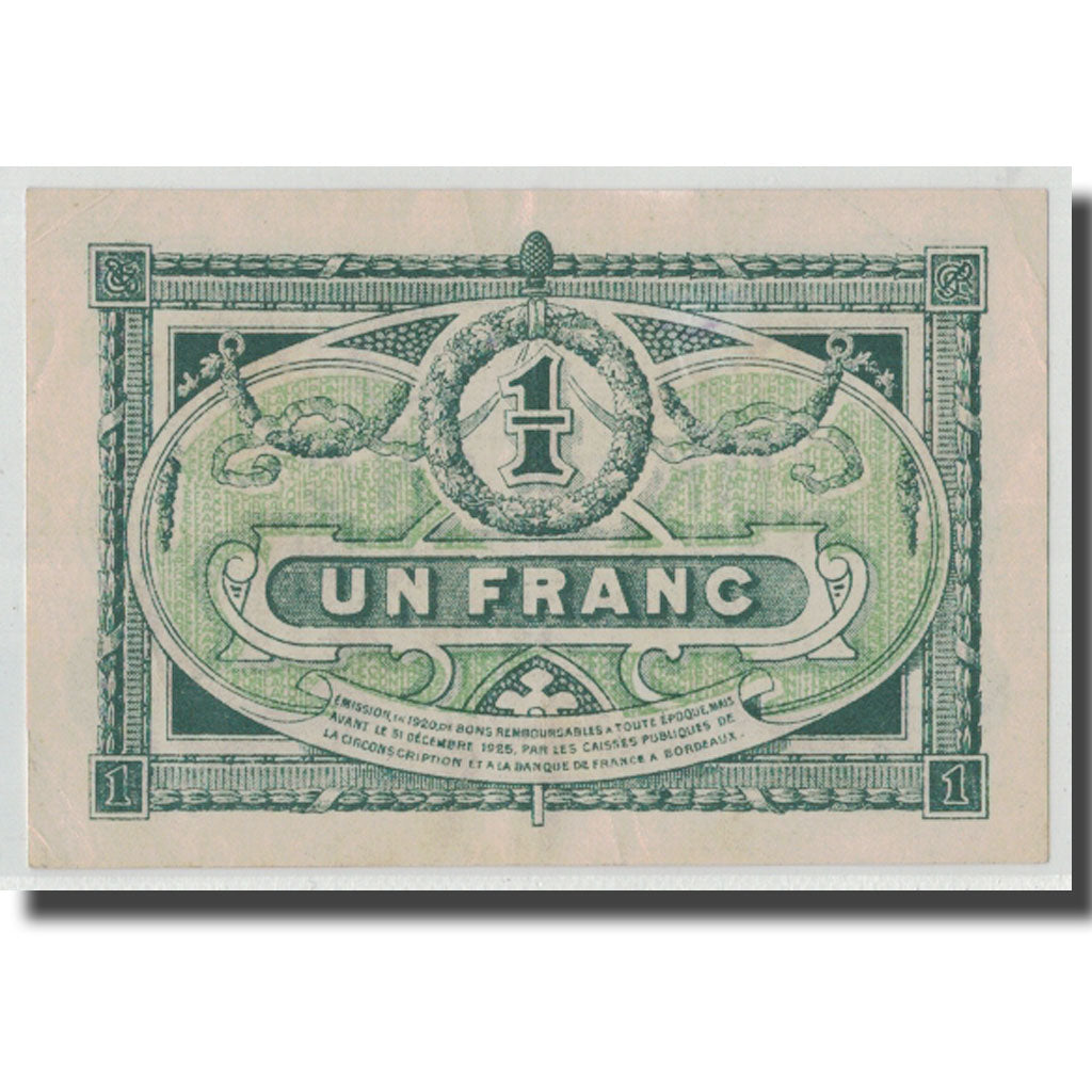 France, Bordeaux, 1 Franc, 1920, AU(55-58), Pirot:30-26
