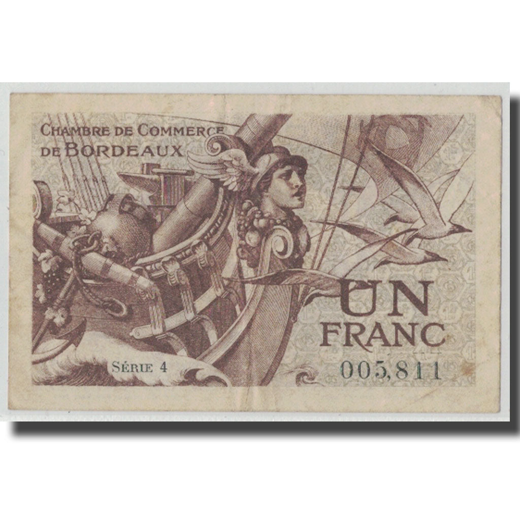 France, Bordeaux, 1 Franc, 1921, EF(40-45), Pirot:30-28
