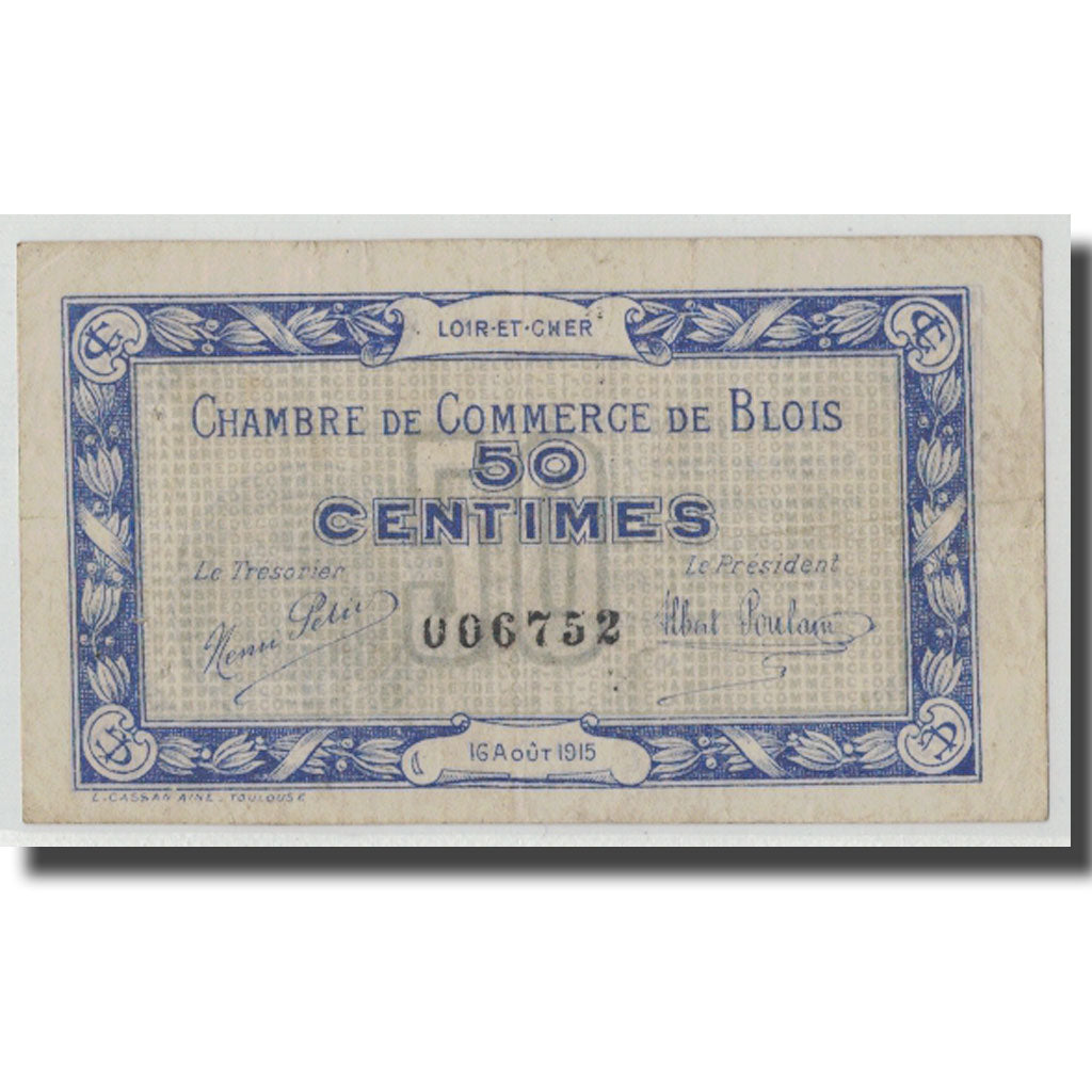 France, Blois, 50 Centimes, 1915, VF(30-35), Pirot:28-1