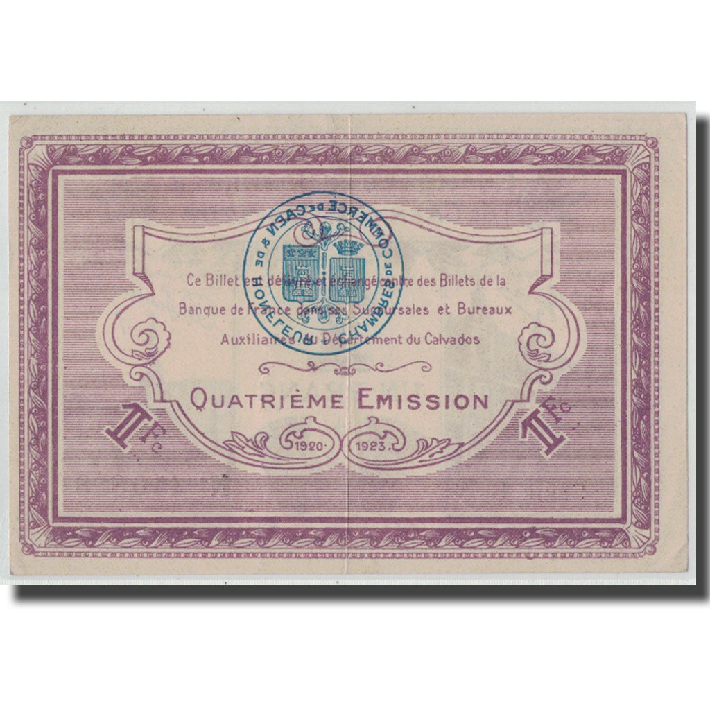 France, Caen et Honfleur, 1 Franc, 1920, AU(55-58), Pirot:34-22