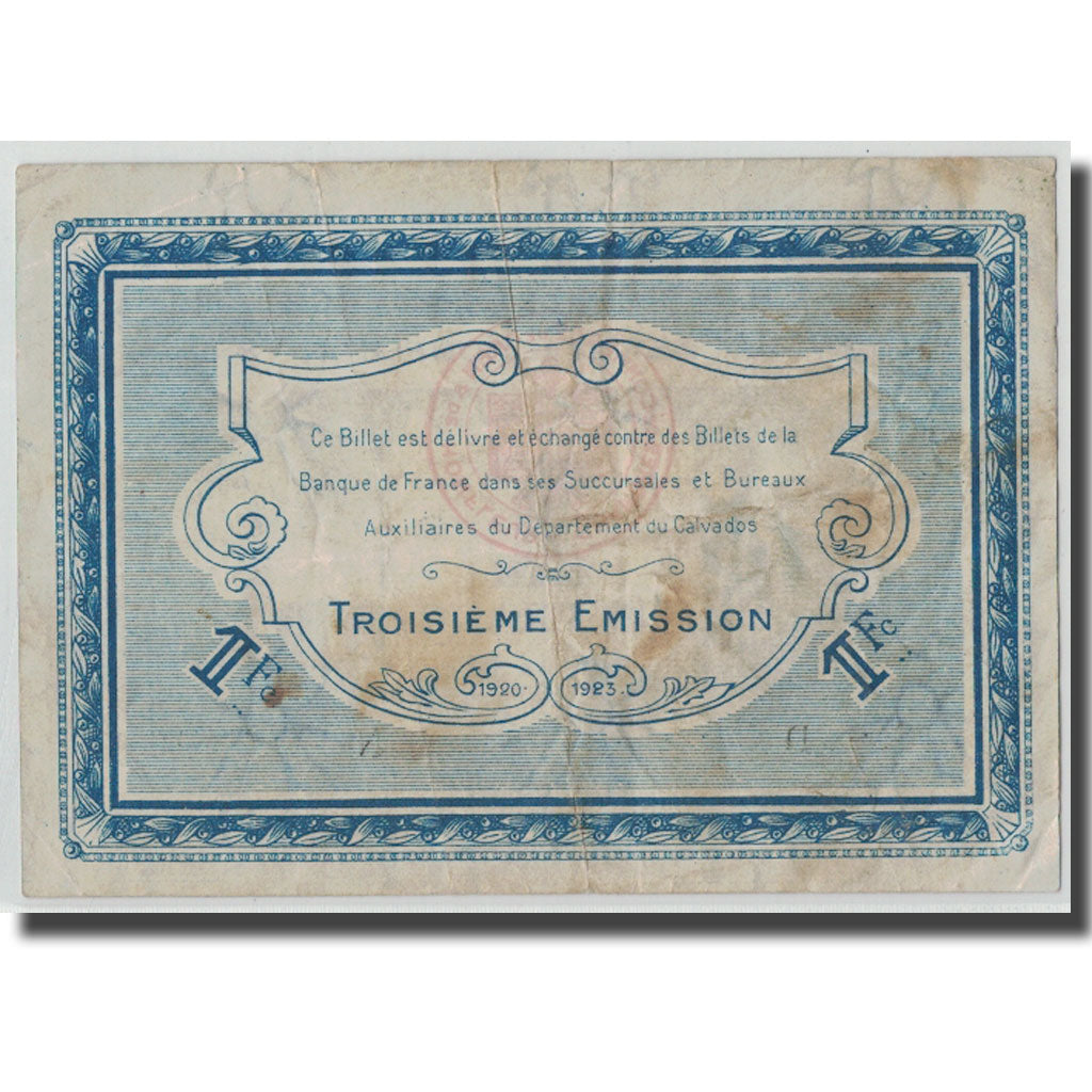 France, Caen et Honfleur, 1 Franc, 1920, TB, Pirot:34.18