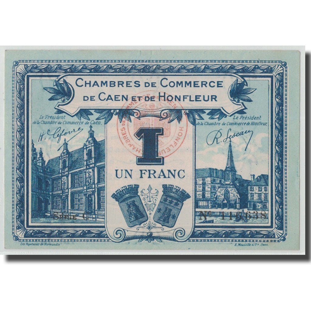 Francia, Caen et Honfleur, 1 Franc, 1920, SPL, Pirot:34.18