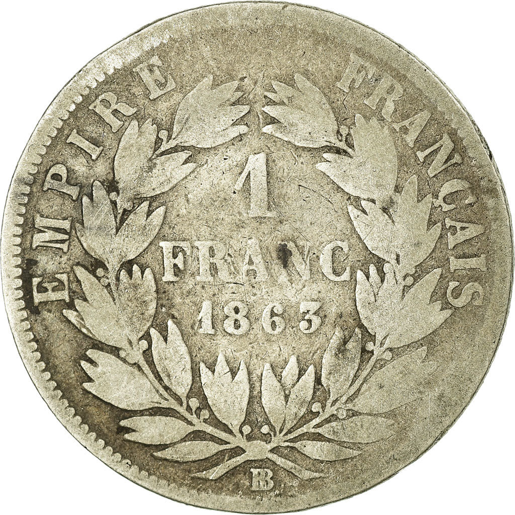 Munten, Frankrijk, Napoleon III, Napoléon III, Franc, Strasbourg, ZG, Zilver