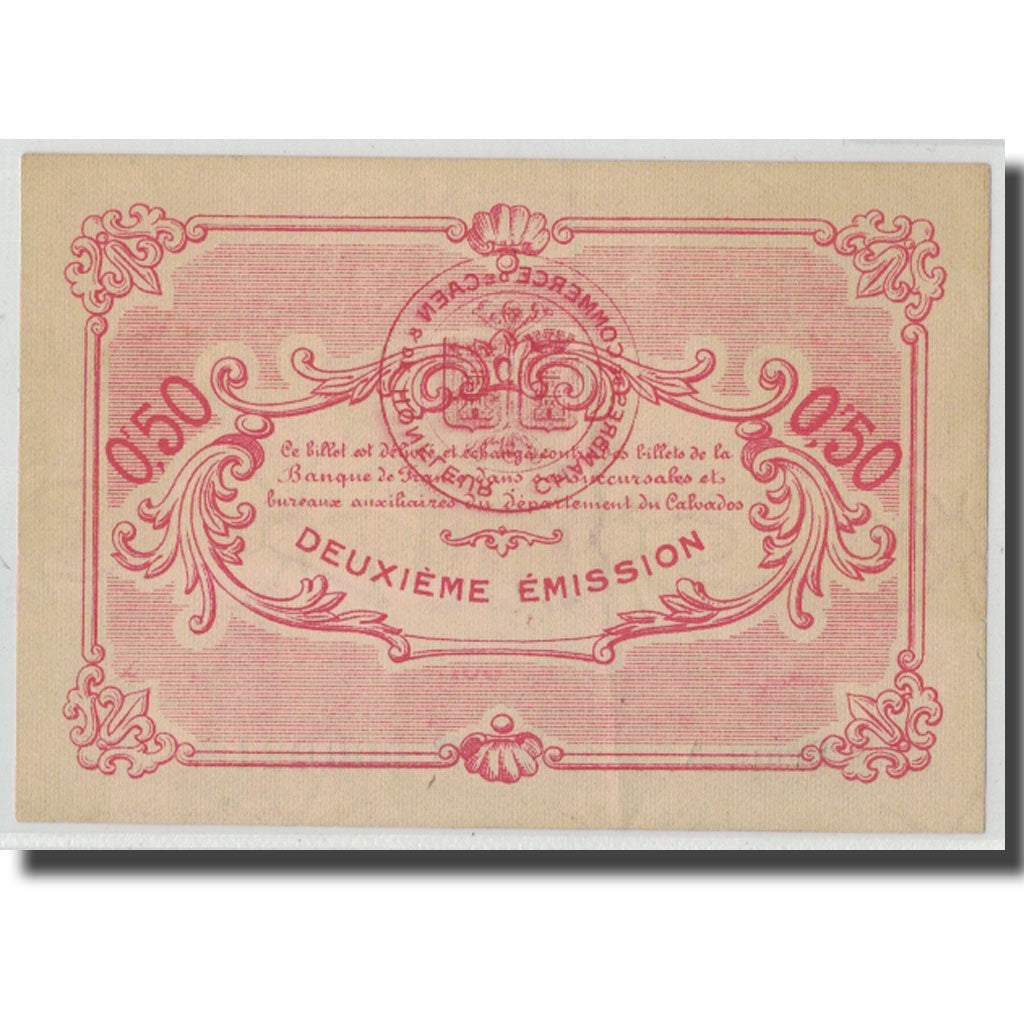 France, Caen et Honfleur, 50 Centimes, 1915, AU(55-58), Pirot:34-12