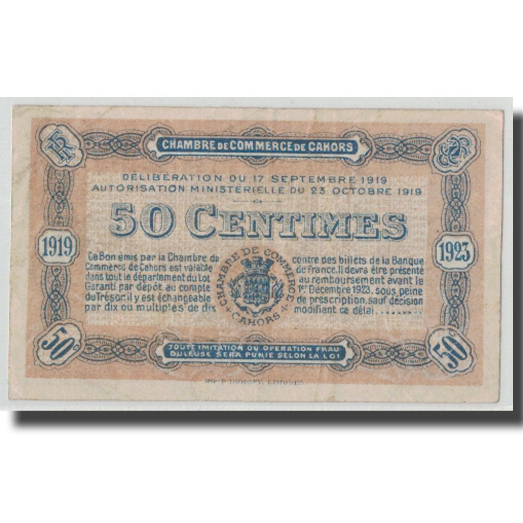 France, Cahors, 50 Centimes, 1919, TB+, Pirot:35-23