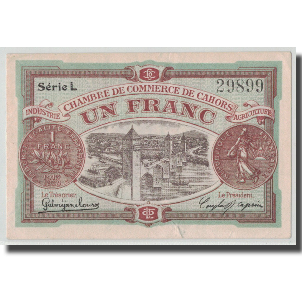 France, Cahors, 1 Franc, 1919, UNC(60-62), Pirot:35-24