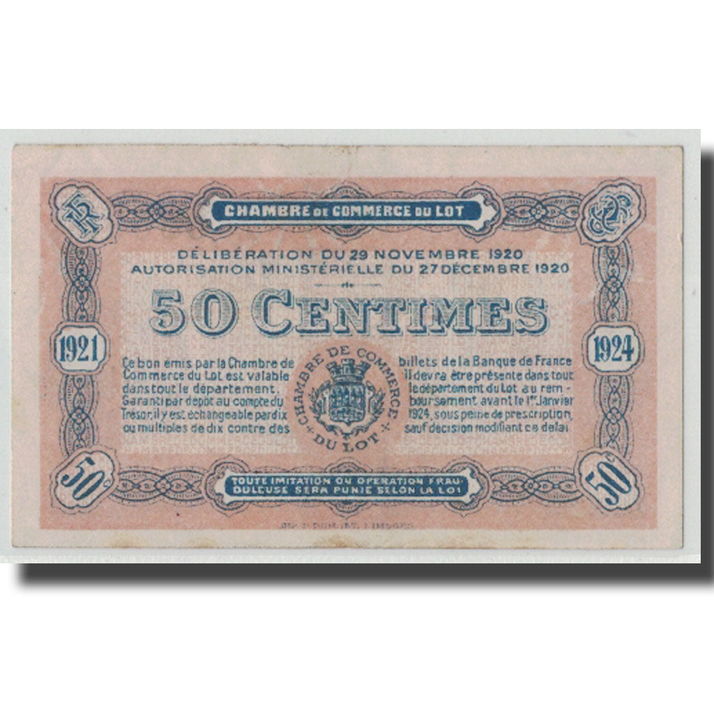 France, Cahors, 50 Centimes, 1920, AU(55-58), Pirot:35-25