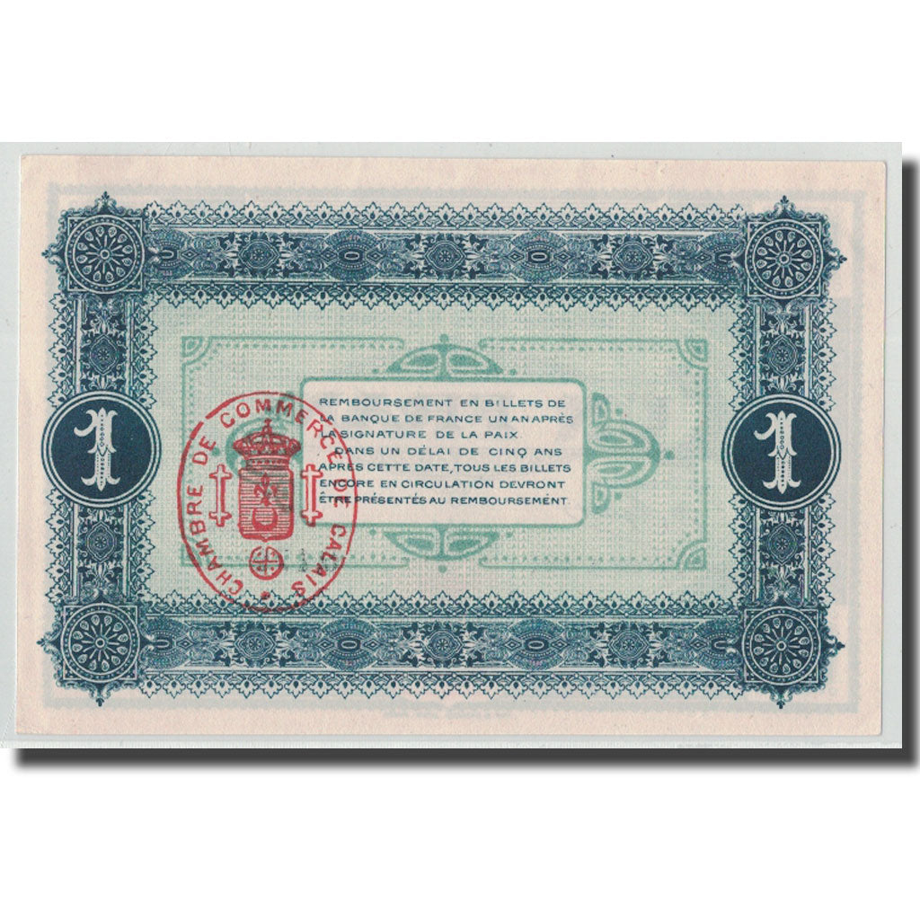 France, Calais, 1 Franc, 1915, UNC(63), Pirot:36-15