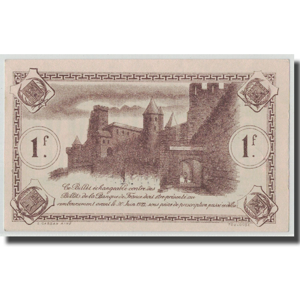 France, Carcassonne, 1 Franc, 1920, UNC(63), Pirot:38-17