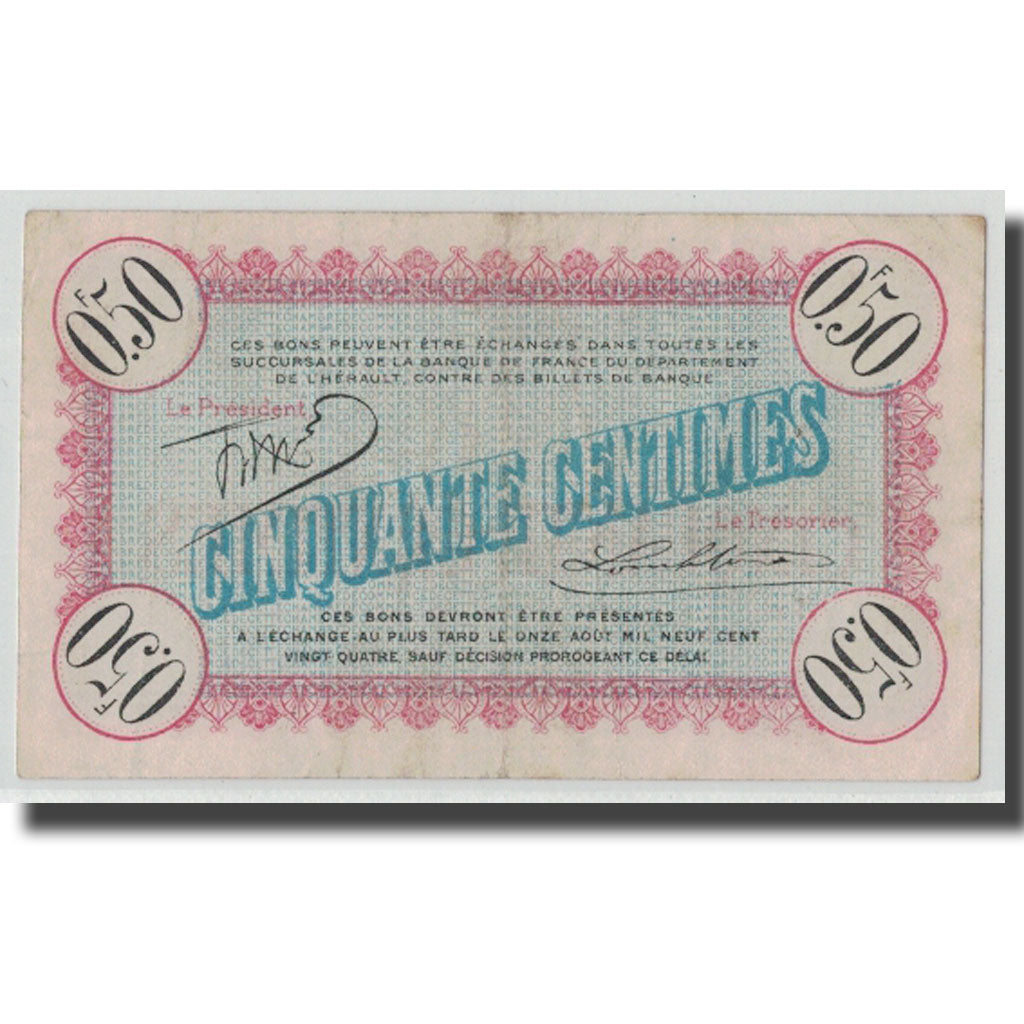 France, Sète, 50 Centimes, 1915, EF(40-45), Pirot:41-12