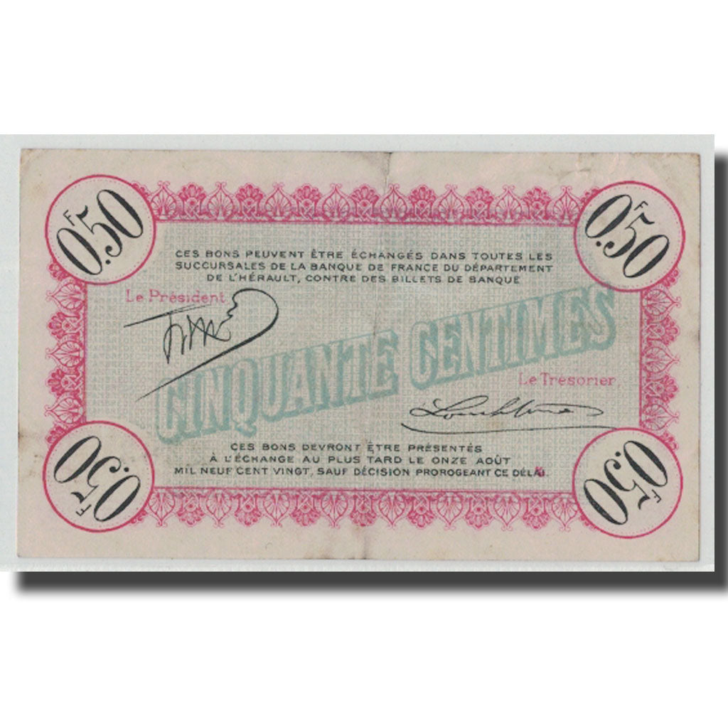 France, Sète, 50 Centimes, 1915, EF(40-45), Pirot:41-11