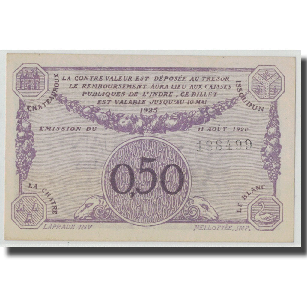France, Chateauroux, 50 Centimes, 1920, UNC(63), Pirot:46-24