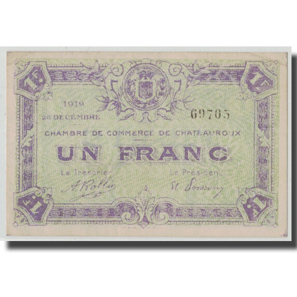 France, Chateauroux, 1 Franc, 1919, UNC(63), Pirot:46-21