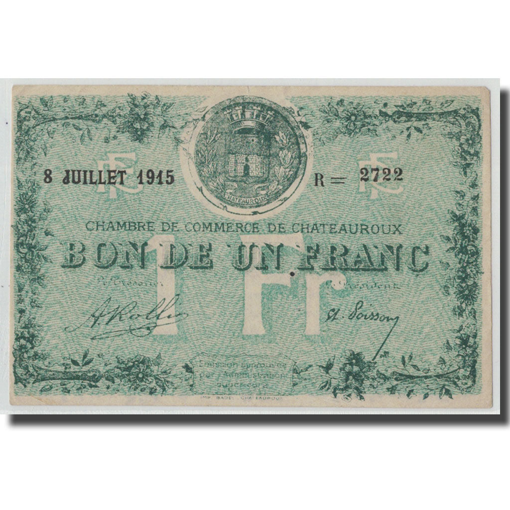 France, Chateauroux, 1 Franc, 1915, UNC(63), Pirot:46-11
