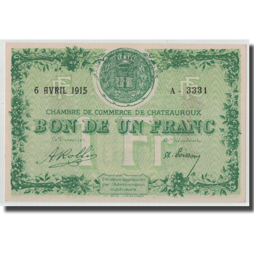 France, Chateauroux, 1 Franc, 1915, UNC(65-70), Pirot:46-2
