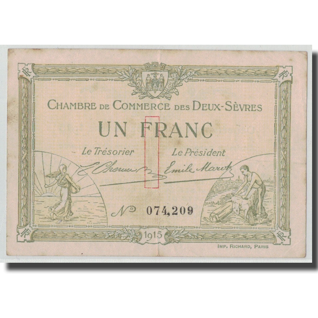 France, Deux-Sèvres, 1 Franc, 1915, VF(30-35), Pirot:93-3
