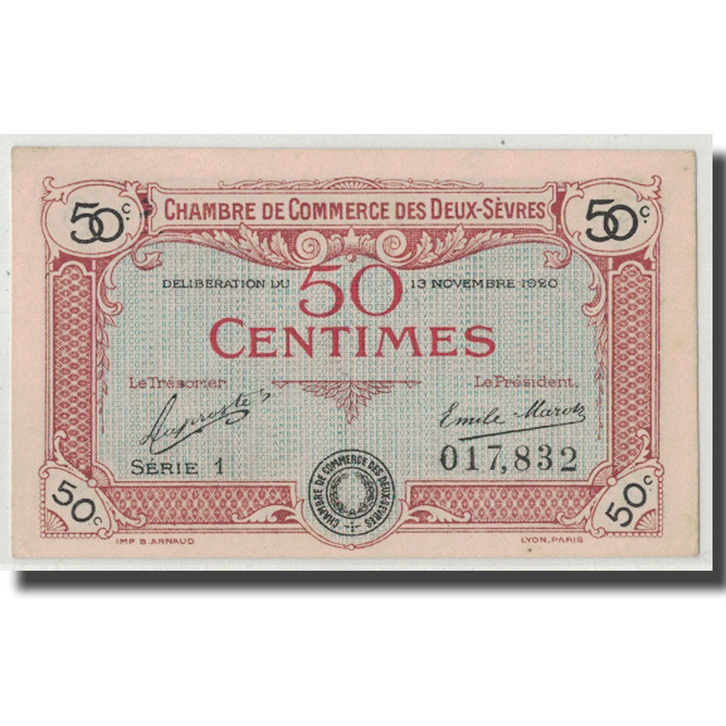 France, Deux-Sèvres, 50 Centimes, 1920, UNC(63), Pirot:93-10