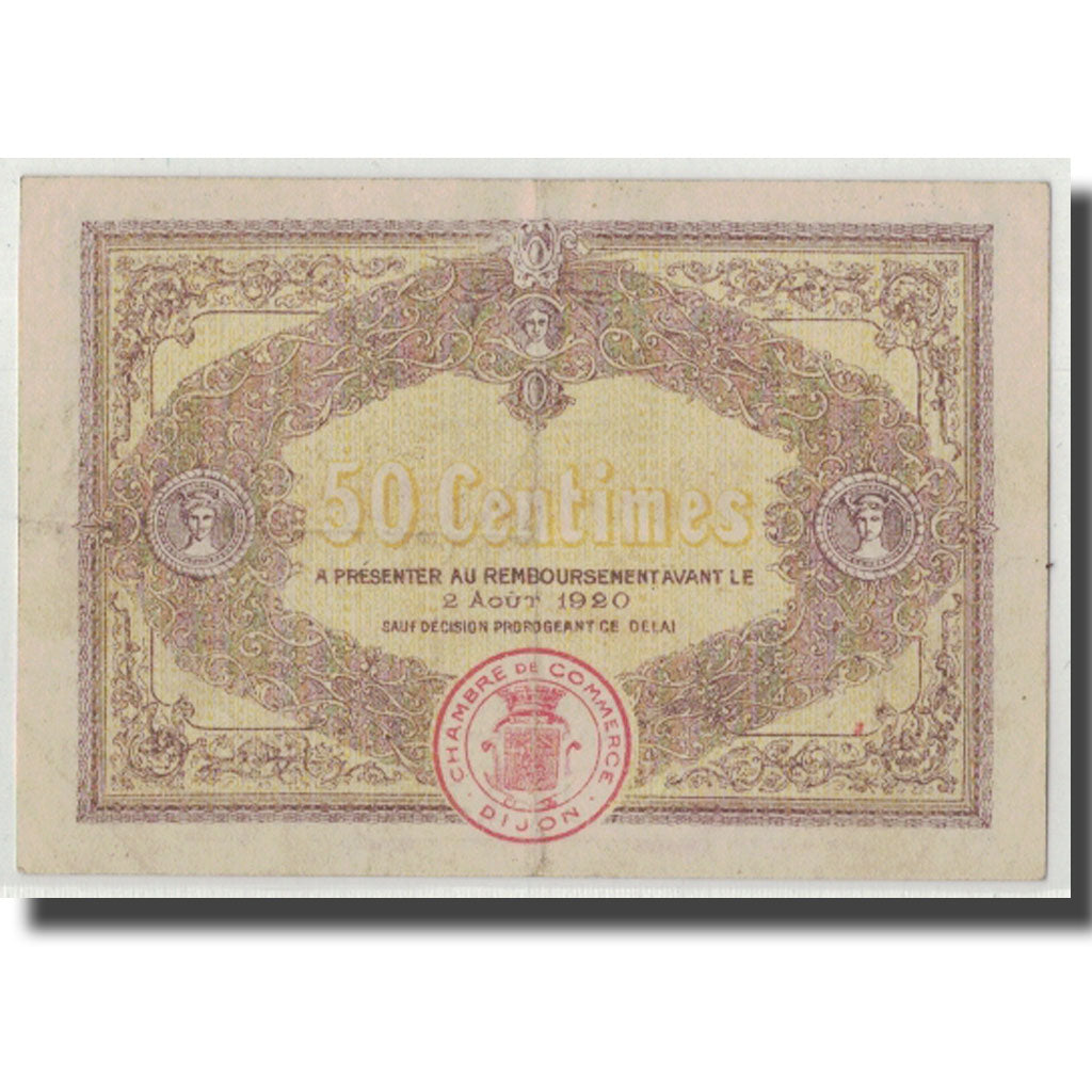 France, Dijon, 50 Centimes, 1915, AU(50-53), Pirot:53-1