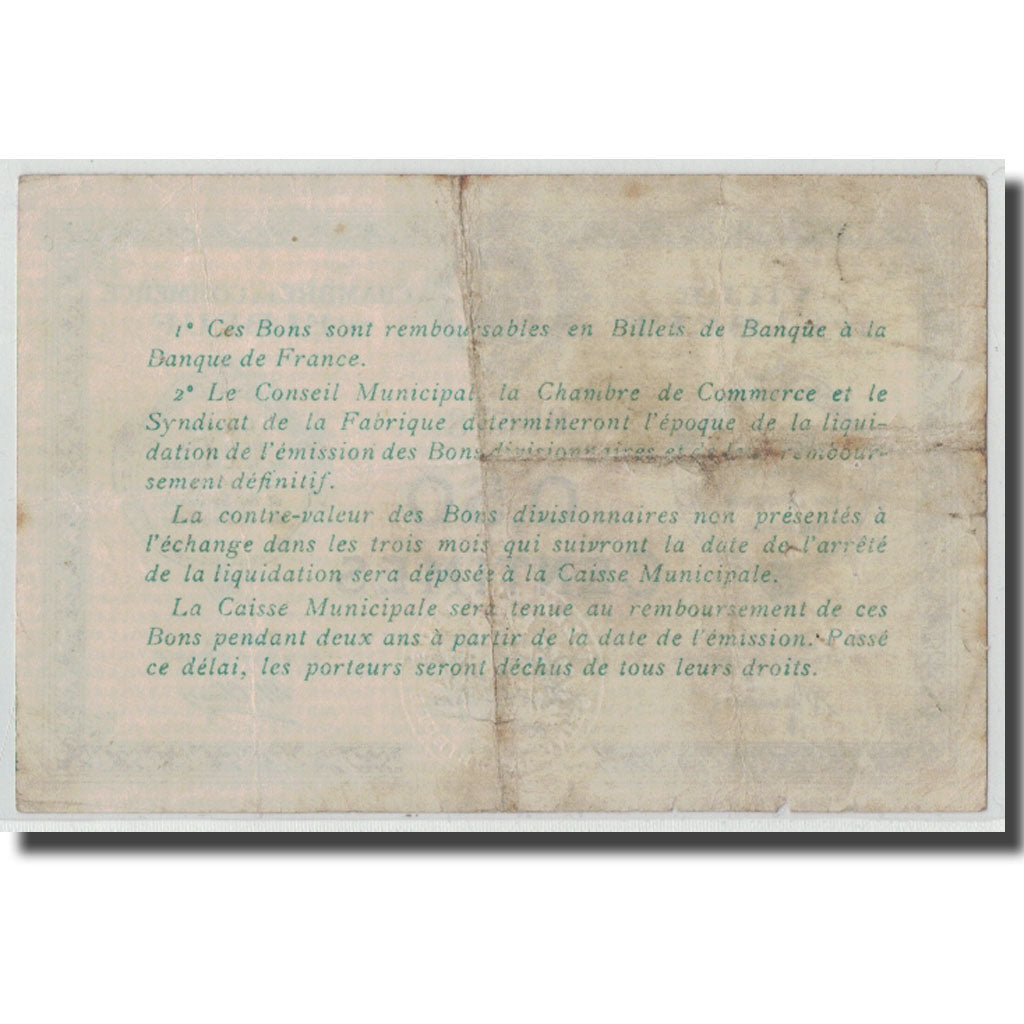 France, Elbeuf, 50 Centimes, VF(20-25), Pirot:55-1