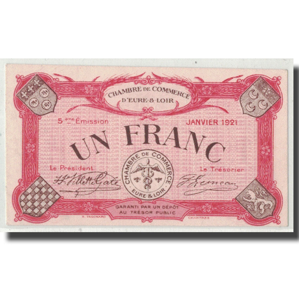 France, Eure et loir, 1 Franc, 1921, UNC(63), Pirot:45-13