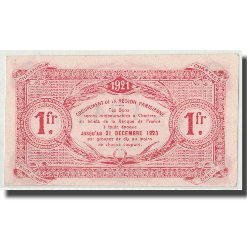 France, Eure et loir, 1 Franc, 1921, UNC(63), Pirot:45-13