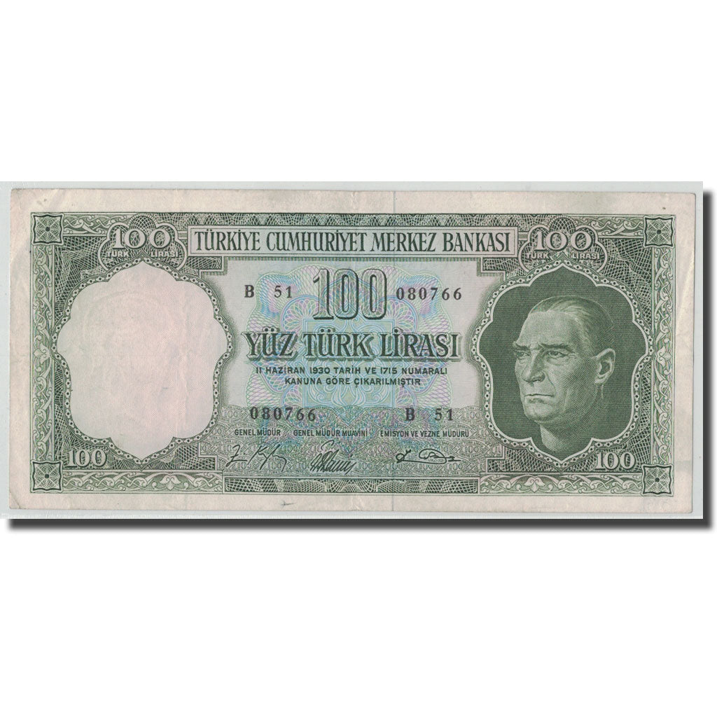 Banknote, Turkey, 100 Lira, L.1930, 1964.10.01, KM:177a, EF(40-45)