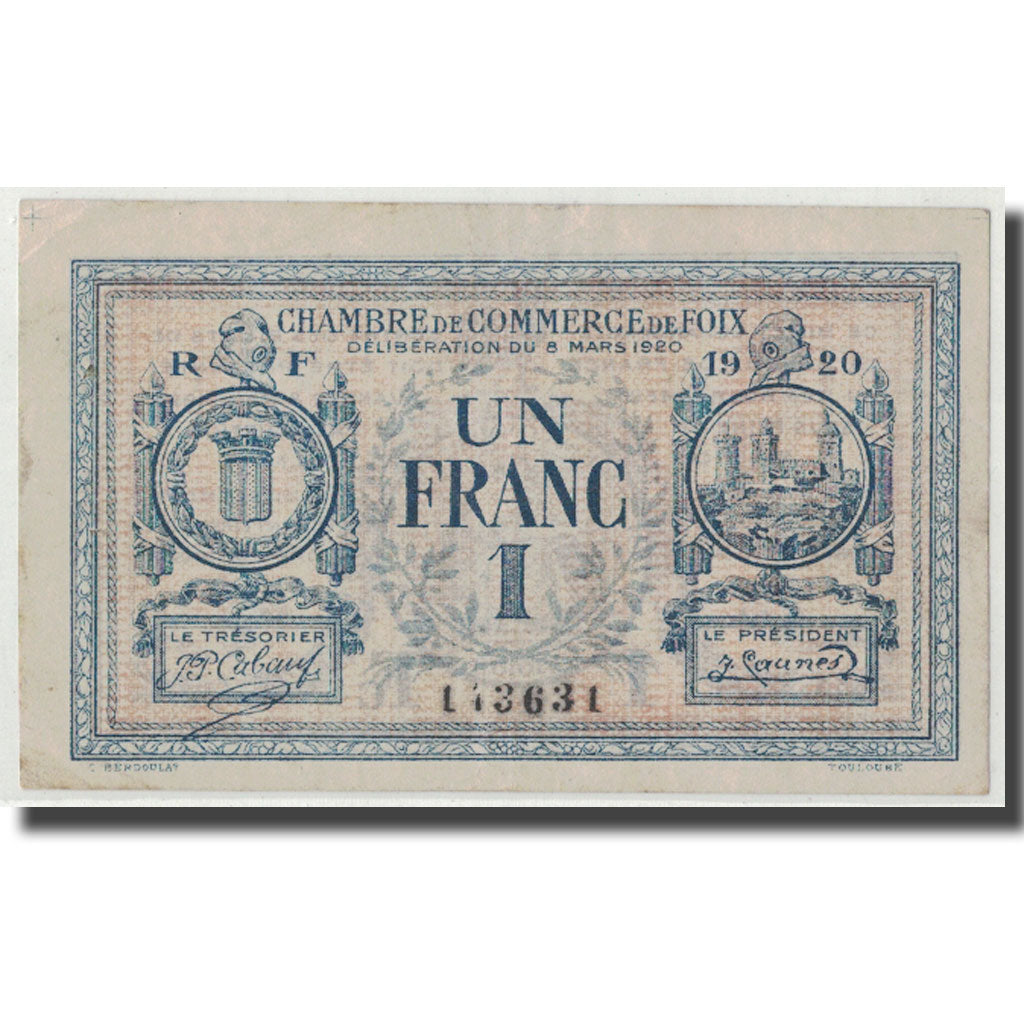 France, Foix, 1 Franc, 1920, AU(50-53), Pirot:59-15