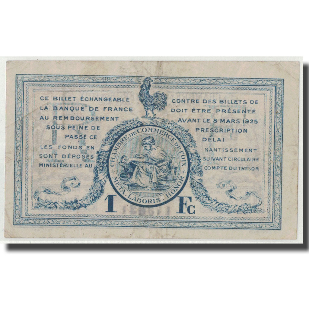 France, Foix, 1 Franc, 1920, AU(50-53), Pirot:59-15