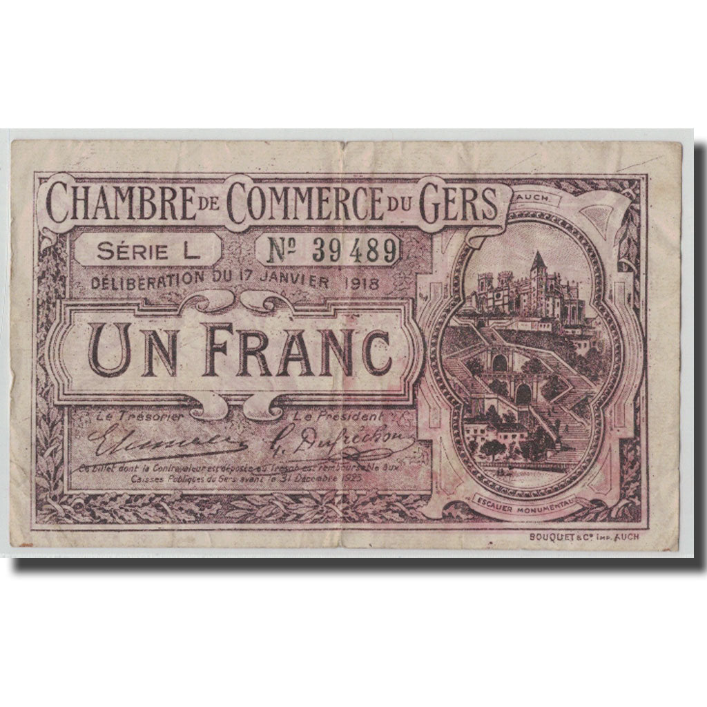 France, Gers, 1 Franc, 1918, TB, Pirot:15-14