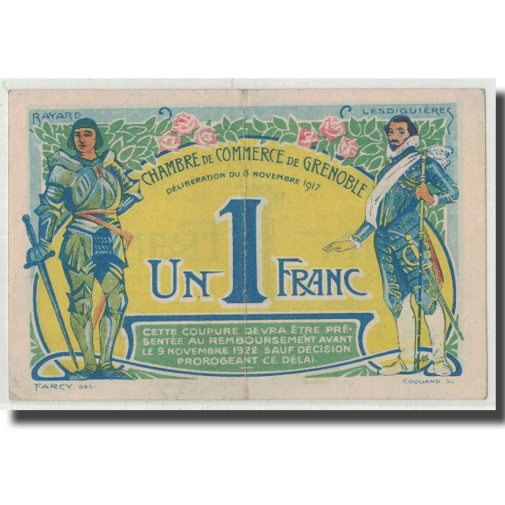 France, Grenoble, 1 Franc, 1917, AU(50-53), Pirot:63-20
