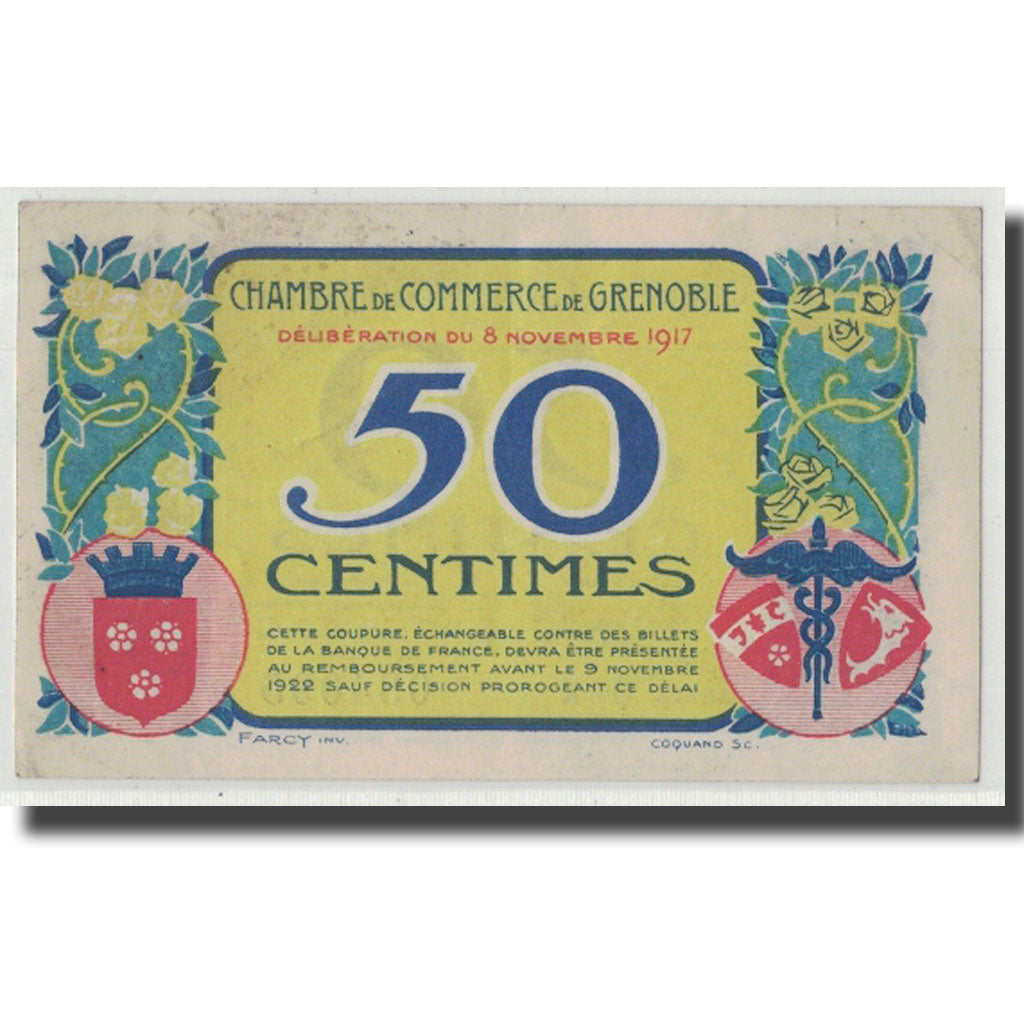 France, Grenoble, 50 Centimes, 1917, UNC(60-62), Pirot:63-12