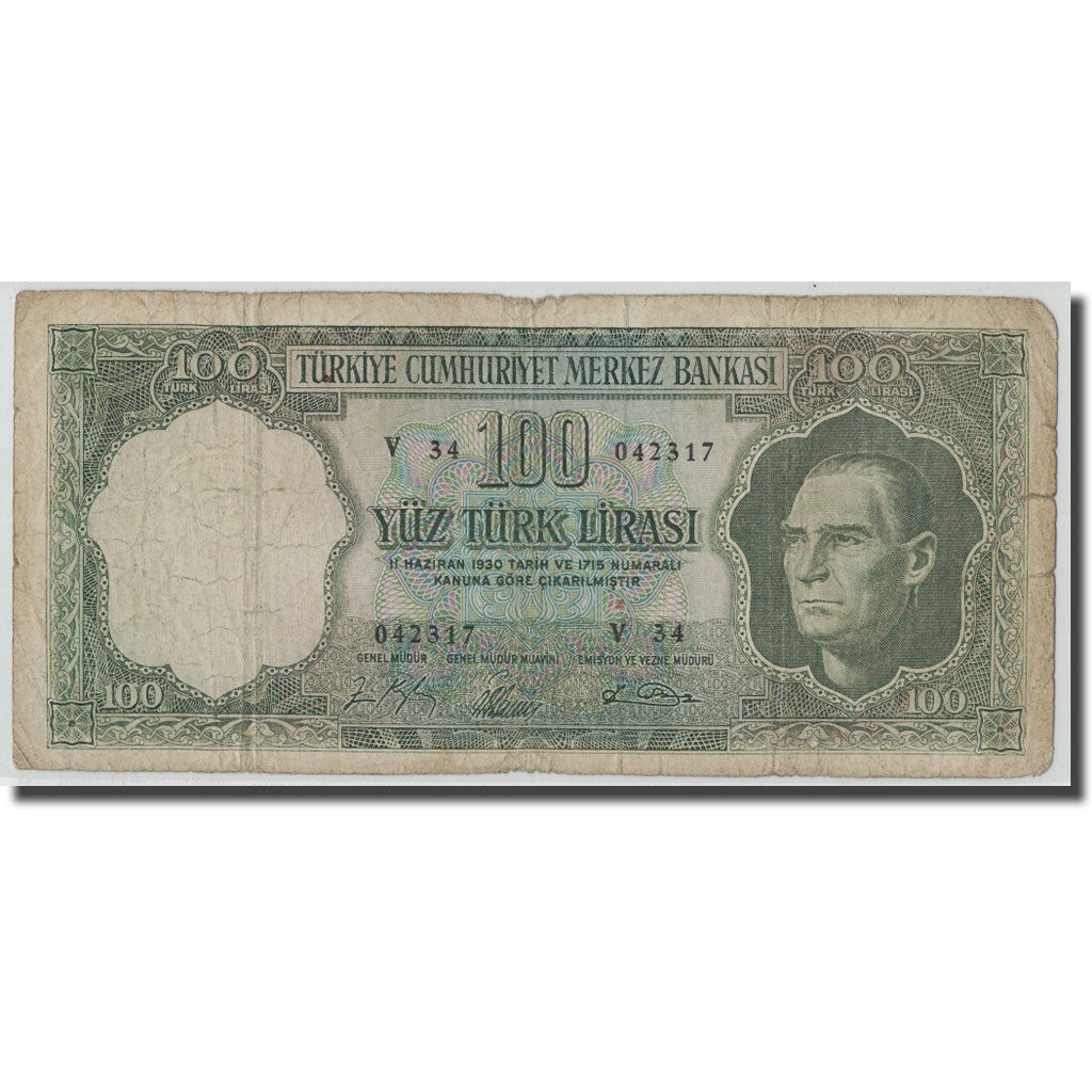 Banknote, Turkey, 100 Lira, L.1930, 1964.10.01, KM:177a, VG(8-10)