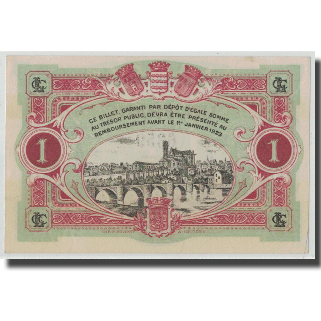 France, Limoges, 1 Franc, UNC(60-62), Pirot:73-24