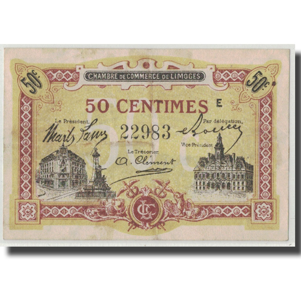 France, Limoges, 50 Centimes, EF(40-45), Pirot:73-23