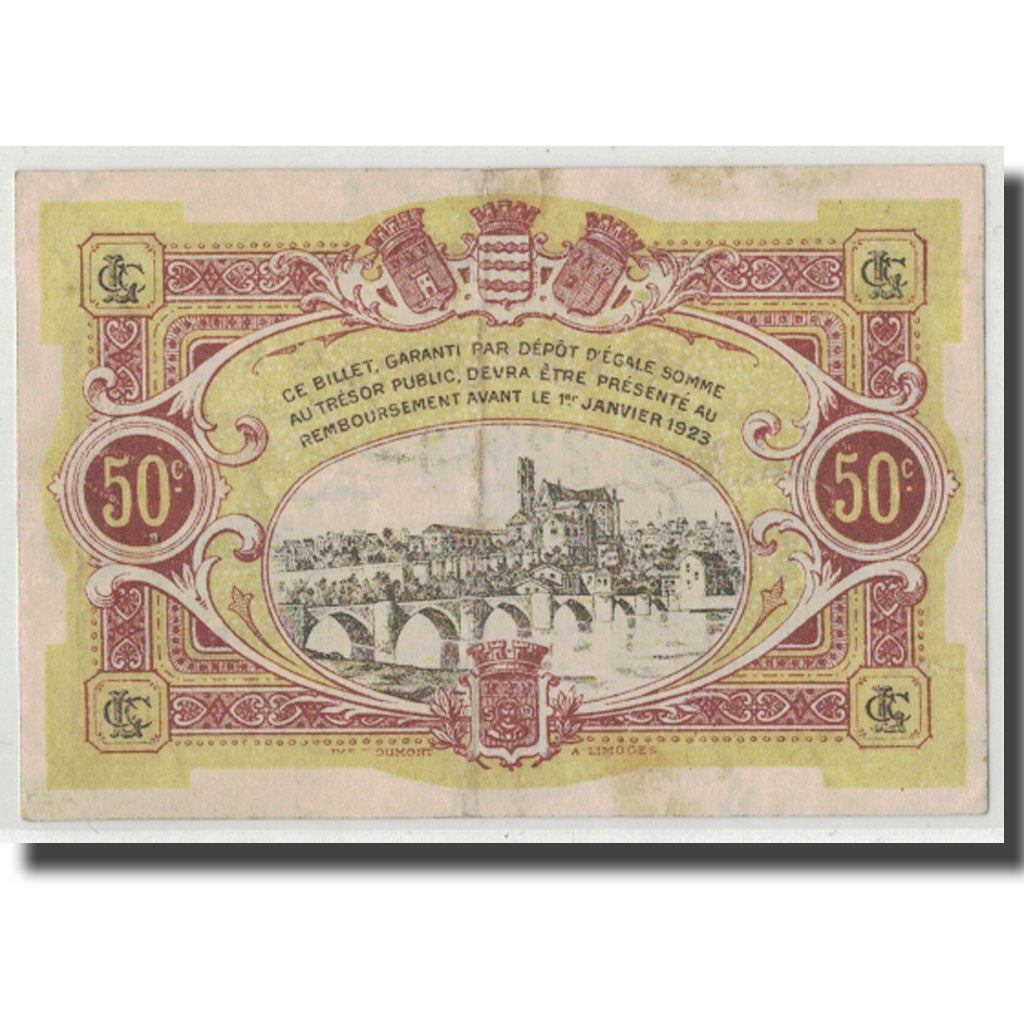 France, Limoges, 50 Centimes, EF(40-45), Pirot:73-23