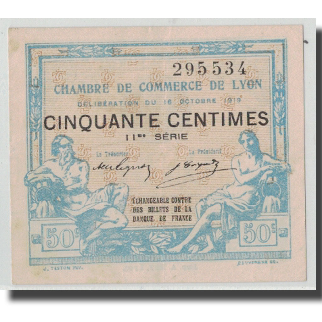 France, Lyon, 50 Centimes, 1919, AU(50-53), Pirot:77-18