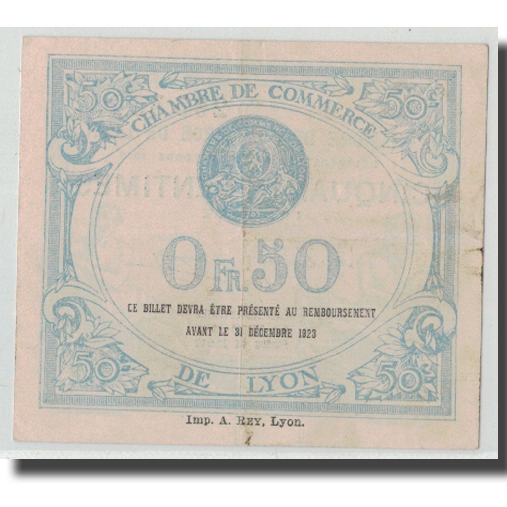 France, Lyon, 50 Centimes, 1919, AU(50-53), Pirot:77-18