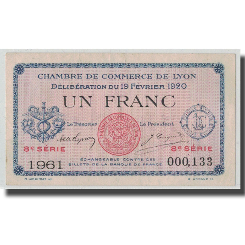 France, Lyon, 1 Franc, 1920, UNC(60-62), Pirot:77-21