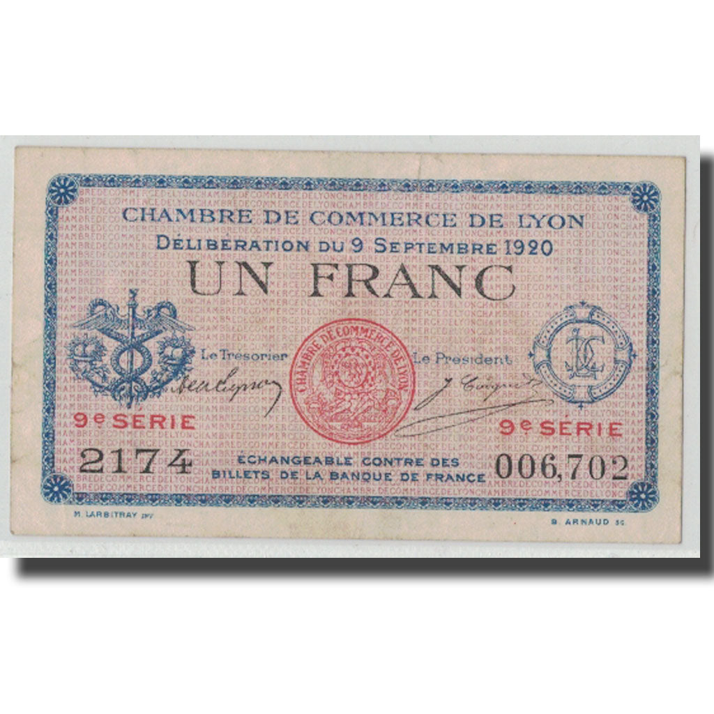 France, Lyon, 1 Franc, 1920, EF(40-45), Pirot:77-23