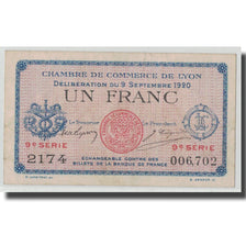 France, Lyon, 1 Franc, 1920, EF(40-45), Pirot:77-23