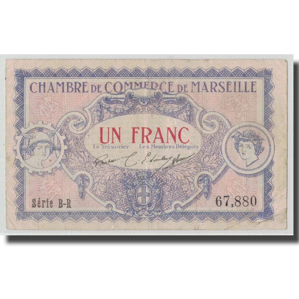France, Marseille, 1 Franc, 1917, VF(30-35), Pirot:79-70