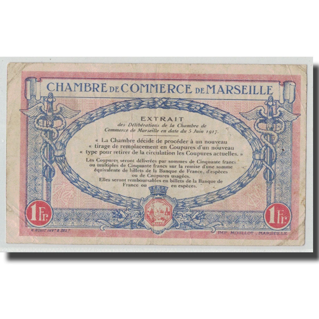 France, Marseille, 1 Franc, 1917, VF(30-35), Pirot:79-70