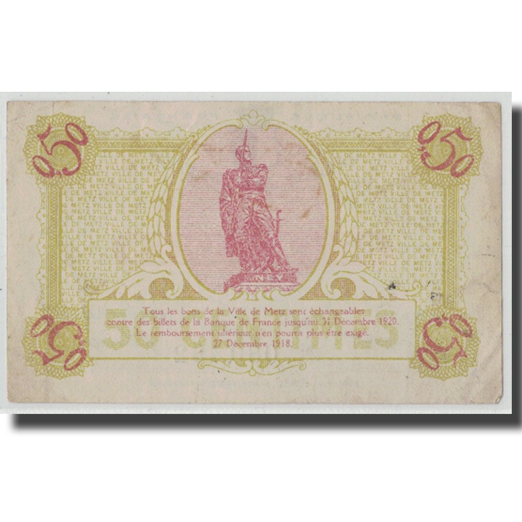 France, Metz, 50 Centimes, 1918, AU(50-53), Pirot:131-4