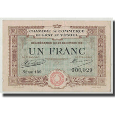 France, Gray et Vesoul, 1 Franc, 1921, TTB+, Pirot:62-21